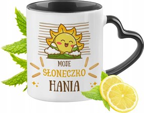 Fekete bögre szív alakú füllel Hani számára Ideális Ajándék