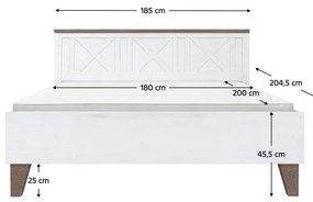 Franciaágy 180 cm Telegrafo (canyon fenyő + szonoma trüffel tölgy) (ágyráccsal). 1116513