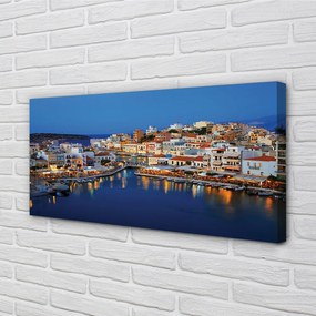Canvas képek Görögország parti város éjszaka 120x60 cm