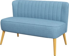 HOMCOM 2- személyes Szövet Kanapé Kárpitozott Kanapé Retro Stílusú Bútor Lounge Kanapé Fából Készült Kék 117 x 56,5 x 77 cm | Aosom