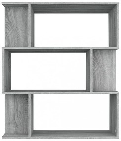 szürke sonoma színű fa könyvszekrény/térelválasztó 80x24x96 cm