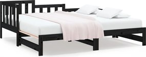 vidaXL fekete tömör fenyőfa kihúzható kanapéágy 2x(80x200) cm