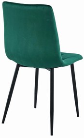 Sötétzöld bársony étkezőszék LIBRA fekete lábakkal