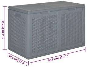 szürke PP rattan kerti tárolóláda 180 L