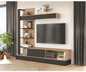 Nappali fal, riviera tölgy/fekete, GELUZA