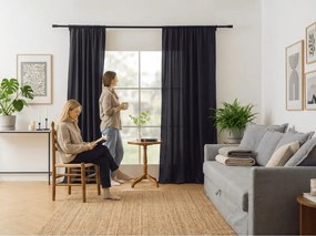 Függöny OXFORD LIGHT 140x250 cm, sötétszürke Felfüggesztés: Hullámos sínszalag