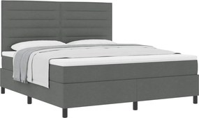 vidaXL Boxrugós ágy matracmal Sötétszürke 180 x 200 cm szövet