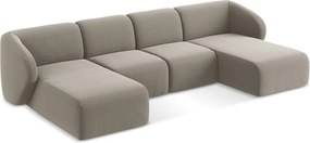 Világosbarna bársony (U alakú) sarokkanapé Lani – Makamii