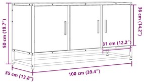 füstös tölgy színű szerelt fa és fém TV-szekrény 100x35x50 cm