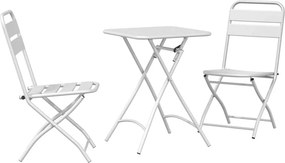vidaXL Bisztró készlet 3 pcs Fehér Acél