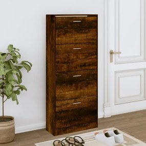 füstös tölgy színű szerelt fa cipősszekrény 63x24x147 cm