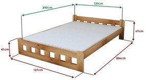 Naomi magasított ágy 120 x 200 cm, égerfa Ágyrács: Lamellás ágyrács, Matrac: Deluxe 10 cm matrac