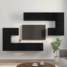 TV szekrény garnitúra Falra szerelhető 8 pcs Musta tammi