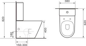 Erga Tina, kombinált WC-csésze 620x365x820 mm, Tornado 2.0 + WC-ülőke, fényes fehér, ERG-V03-TINA-TO2-WH