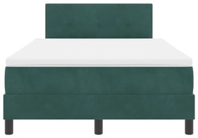 dobozrugós ágy matraccal és LED világítással - Sötétzöld 120x190 cm Bársonyos