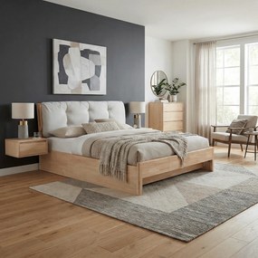 Franciaágy, 180x200, masszív fa, természetes, FLORENCIA