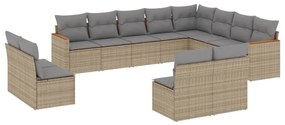 12 részes bézs polyrattan kerti ülőgarnitúra párnákkal