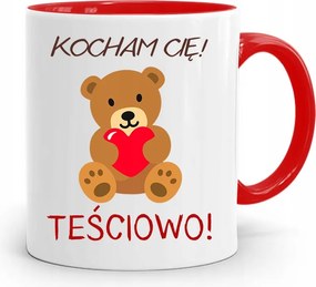 Piros Anyós Bögre Szeretlek Anyósosan nyomott mintával