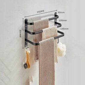 Fali törölközőtartó 30cm fekete