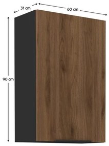 Felső konyhaszekrény Monzesa 60 G 90 1F (okapi dió + fekete) . 1096952