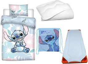 Disney Lilo és Stitch, A csillagkutya Pastel Blue gyerek, ovis ágyneműhuzat, derékalj, tornazsák és paplan/párna szett 100x135 cm 40x60 cm