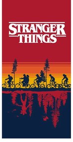 Piros pamut gyerek fürdőlepedő 70x140 cm Stranger Things – Jerry Fabrics