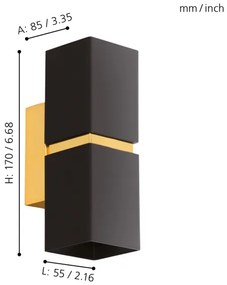 Eglo 95373 - LED Fali lámpa PASSA 2xGU10-LED/4W/230V