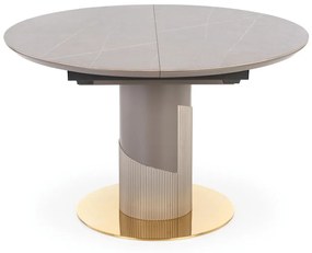 Asztal Houston 1533Aranysárga, Szürke márvány, Világosszürke, 76cm, Hosszabbíthatóság, Kerámia, Közepes sűrűségű farostlemez, Műanyag, Fém