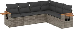 vidaXL 6 részes szürke polyrattan kerti ülőgarnitúra párnákkal