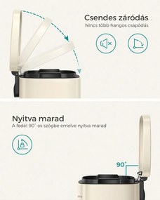 SLOW lassan záródó szemetes, 30l, bézs SongmicsHome