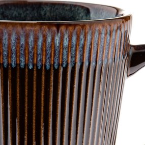 6 darabos kerámia bögrés készlet Rustik 410 ml, sötétbarna