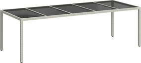 vidaXL fehér polyrattan és edzett üveg kerti asztal 250 x 100 x 75 cm