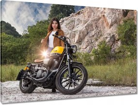 Vászonkép 90x60 Csaj a motoron