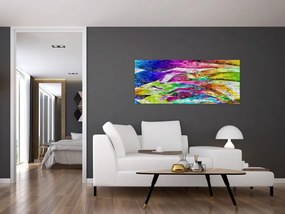 Kép - Téglafal színes lángokkal (120x50 cm)