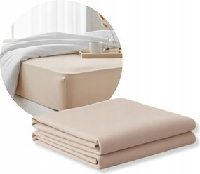 Lepedő 160x200 Bézs Jersey gumis 200x160 Matrac Lengyel