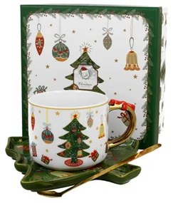 D.G.50929 Porceláncsésze 250ml, fenyőtálcával és kanállal, dobozban, Around Christmas Tree