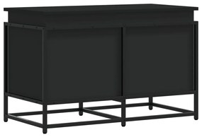 fekete szerelt fa tárolóláda fedéllel 80 x 40 x 51,5 cm