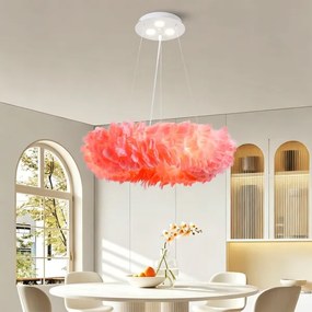 BRILAGI - LED csillár zsinóron FEATHER 3xE27/40W/230V + 3xLED/3W, átmérő 50 cm, rózsaszín