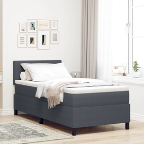 Box Spring Ágy Matraccal Sötétszürke 80x200 cm Kordbársony Szövet