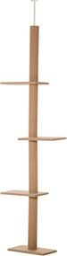 PawHut Mennyezetig Érő Kaparófa, 228-260 cm Magasságban Állítható Cica Fa, 3 Szinttel, Kutyás Kaparófa, Játszófa Mennyezettől a Padlóig Világos Barna