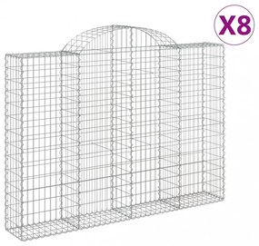 8 db íves horganyzott vas gabion kosár 200x30x140/160 cm