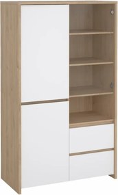 Vitrin, hickory tölgy/extra magasfényű fehér, NEXT 50317