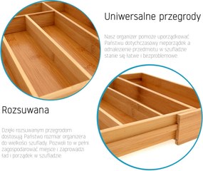 Bluegarden, bambusz fiókos evőeszköz-rendező, barna, HOM-00001