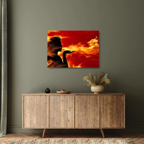 Egy nő képe lángokkal (üvegen) (70x50 cm)