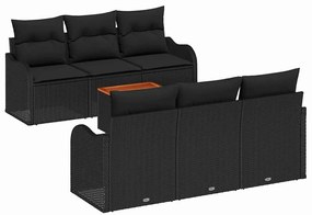 Kerti Kanapé Szett 7 pcs Fekete