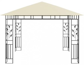 krémszínű pavilon szúnyoghálóval/LED fényfüzérrel 3x3x2,73 m