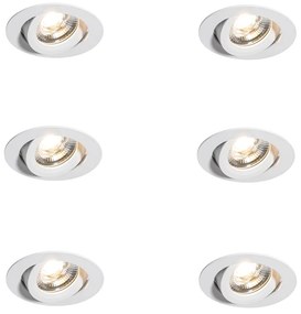 Set van 6 moderne inbouwspots wit 8,2cm incl. LED IP54 ultra slim - Pupil