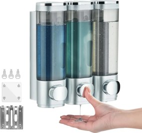 3X 300ML Falra Szerelhető Sampon Tusfürdő Szappan Adagoló