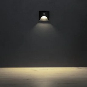 Kanlux 39142 - LED lépcsővilágító lámpa érzékelővel EXIN 2,5W/230V 4000K IP65 fekete szögletes