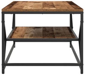 Kávézóasztal Polccal Régi Fa 90x50x40 cm Mérnöki Fa